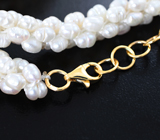 Объёмное «уютное» золотое колье с «гроздьями» белоснежного жемчуга 127,55 карата