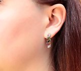 Оригинальные серебряные серьги с разноцветными турмалинами