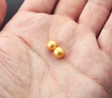 Редкая пара золотистых морских жемчужин 7,4 карата! Натуральный цвет