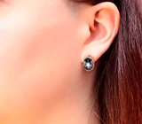 Золотые серьги со звездчатыми сапфирами 8,3 карата
