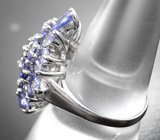 Роскошное серебряное кольцо с изумрудом и танзанитами высокой чистоты