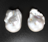 Серьги с морским жемчугом барокко 43,85 карата и цирконами Золото