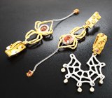 Комплект со спессартинами «фанта» 7,18 карата и разноцветными сапфирами