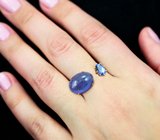 Золотое кольцо с крупным насыщенным и ярким высокой чистоты танзанитами 8,24 карата