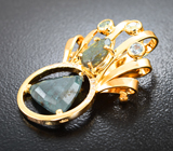 Золотой двусторонний массивный кулон с уральскими александритами 4,15 карата и бриллиантами