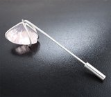 Булавка-брошь с розовым кварцем лазерной огранки 34,7 карата