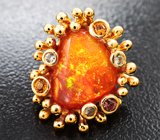 Комплект с кристаллическими эфиопскими опалами 4,92 карата, оранжевыми сапфирами и бесцветными цирконами