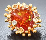 Комплект с кристаллическими эфиопскими опалами 4,92 карата, оранжевыми сапфирами и бесцветными цирконами