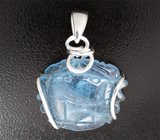 Кулон с миниатюрой «Краб» из цельного аквамарина 18,35 карата