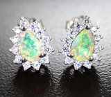 Прелестные серебряные пусеты с яркими ограненными эфиопскими опалами