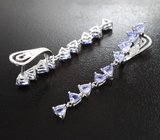 Чудесные серебряные серьги с танзанитами высокой чистоты