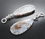 Подвесы для серег с агатом с включениями дендритов 16,02 карата и гранатами со сменой цвета