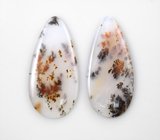 Подвесы для серег с агатом с включениями дендритов 16,02 карата и гранатами со сменой цвета