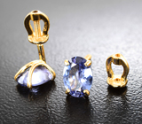 Золотые пусеты с яркими танзанитами 1,74 карата