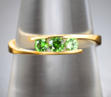 Золотое кольцо с уральскими демантоидами гранатами высокой дисперсии 0,28 карата