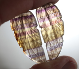 Крупная пара! Резные полихромные флюориты 79,34 карата