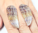 Крупная пара! Резные полихромные флюориты 79,34 карата