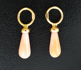 Золотые подвесы для серег с натуральным solid кораллом 2,11 карата