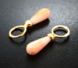 Золотые подвесы для серег с натуральным solid кораллом 2,11 карата