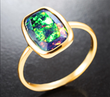 Золотое кольцо с невероятно-контрастным ограненным черным опалом 2,02 карата