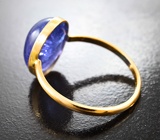 Золотое кольцо с насыщенным бархатисто-синим танзанитом 8,11 карата