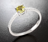 Прелестное серебряное кольцо с ярко-желтым турмалином