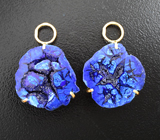 Крупные золотые подвесы для серег с азуритом 20,54 карата