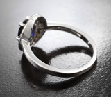 Серебряное кольцо с насыщенно-синим и разноцветными сапфирами бриллиантовой огранки