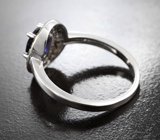 Серебряное кольцо с насыщенно-синим и разноцветными сапфирами бриллиантовой огранки
