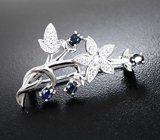 Элегантная серебряная брошь с синими сапфирами