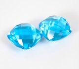 Пара чистейших голубых Swiss топазов редкой огранки 13 карат