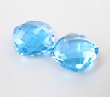 Пара чистейших голубых Swiss топазов редкой огранки 13 карат