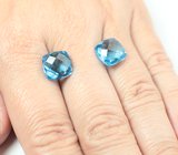 Пара чистейших голубых Swiss топазов редкой огранки 13 карат