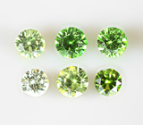 Набор из 6 уральских демантоидов 0,12 карата