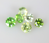 Набор из 6 уральских демантоидов 0,12 карата