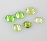 Набор из 6 уральских демантоидов 0,12 карата