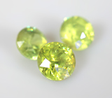 Набор из 3 уральских демантоидов 0,71 карата