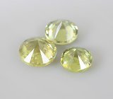 Набор из 3 уральских демантоидов 0,46 карата