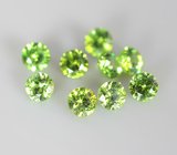 Набор из 9 уральских демантоидов 0,57 карата