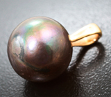 Стильный золотой кулон с крупной черной морской жемчужиной 17,15 карата