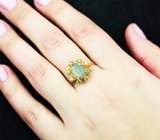 Золотое кольцо с крупным уральским александритом 1,77 карата в окружении чистейших ярких демантоидов и бриллиантов