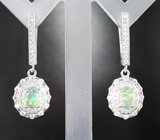 Стильные еребряные серьги с ограненнными эфиопскими опалами