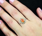 Яркое серебряное кольцо с ограненным опалом и разноцветными сапфирами бриллиантовой огранки