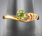 Золотое кольцо с ярким уральским демантоидом 0,47 карата