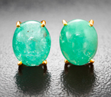 Крупные золотые пусеты с уральскими изумрудами 5,1 карата