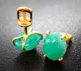 Крупные золотые пусеты с уральскими изумрудами 5,1 карата
