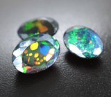 Крупный набор из 3 ограненных черных опалов 11,07 карата