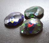 Крупный набор из 3 ограненных черных опалов 11,07 карата