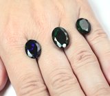Крупный набор из 3 ограненных черных опалов 11,07 карата