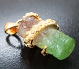 Золотой кулон с крупным арбузным турмалином 23,27 карата и бриллиантами